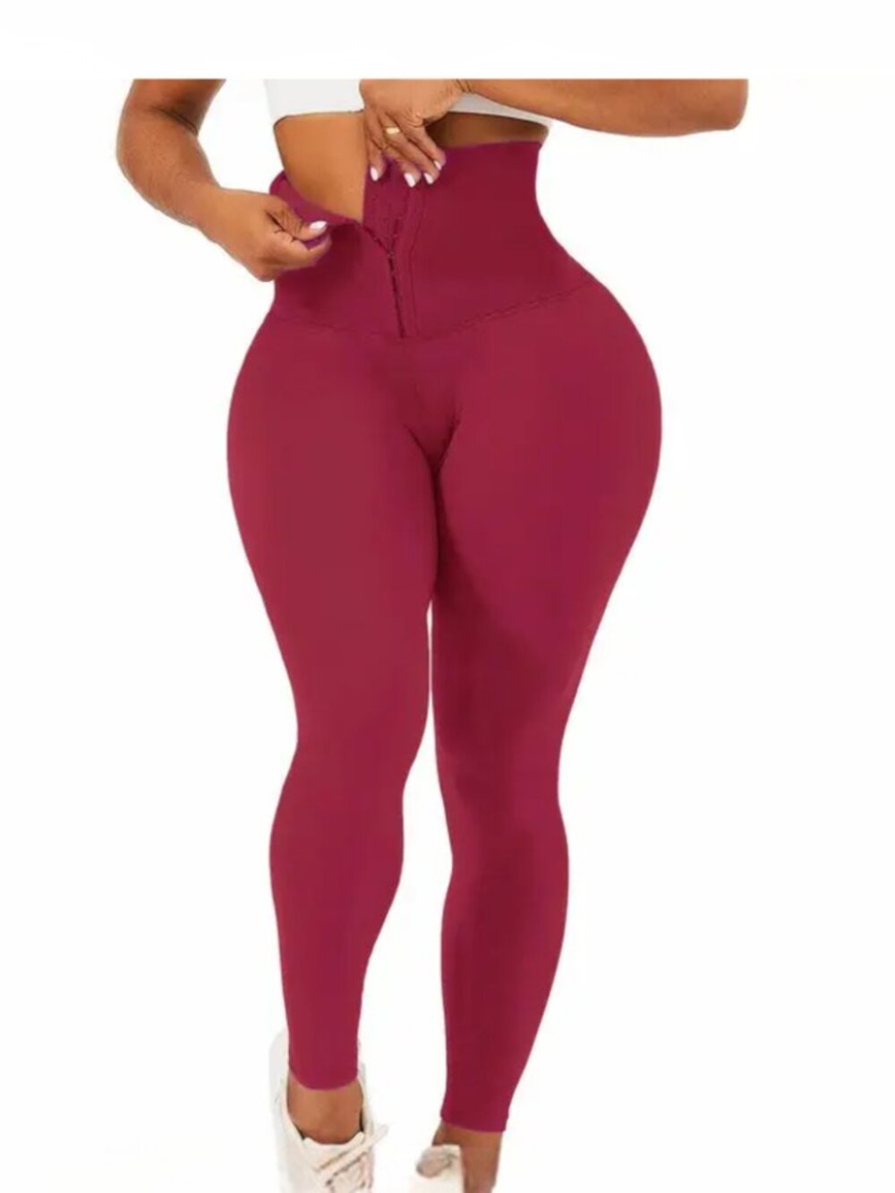 Crimson Body Sculpting Corset Gym & Yoga Leggings-Size L
